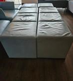 Banken set, bankstel, poef en stoelen; lichtblauw leer, Ophalen, Gebruikt, Overige maten, Minder dan 75 cm