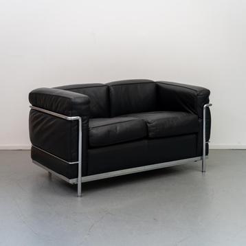 4x Cassina LC2 2-zitsbank Le Corbusier Zwart Leer beschikbaar voor biedingen