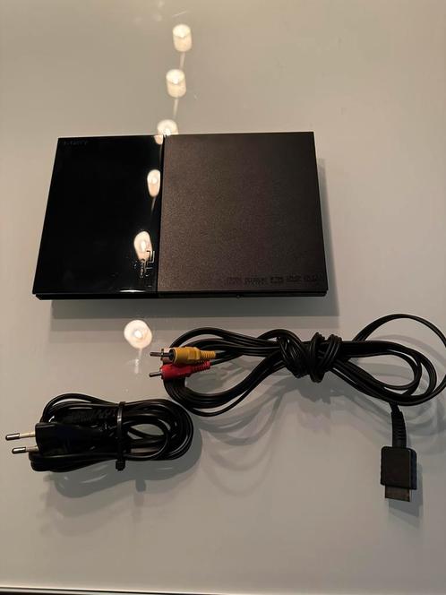 Playstation 2 slim, Spelcomputers en Games, Spelcomputers | Sony PlayStation 2, Gebruikt, Zwart, Zonder controller, Ophalen of Verzenden
