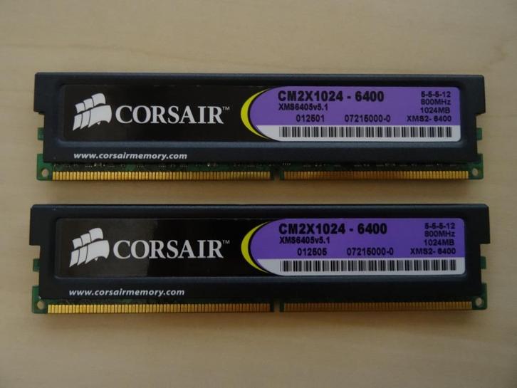 Corsair XMS2 CM2X1024 - 6400, Computers en Software, RAM geheugen, Gebruikt, Desktop, 2 GB, DDR2, Ophalen of Verzenden
