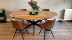 Ovale Mangohout eethoek 180 x 100 met 4 Vince Design stoelen, Huis en Inrichting, Tafels | Eettafels, Ophalen, 50 tot 100 cm, Zo goed als nieuw
