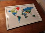 wereldkaart poster met lijst geschikt voor magneten 80 x 55, Ophalen, Gebruikt, 50 tot 75 cm, 75 tot 100 cm