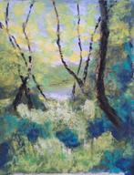 Pastel schilderij 'Broekbos bij Fort Ruigenhoek', Antiek en Kunst, Kunst | Schilderijen | Klassiek, Ophalen of Verzenden