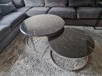 Luxe marmeren salontafels 2x, Ophalen, 50 tot 100 cm, Rond, 50 tot 100 cm
