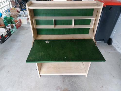 Bureau met veel planken, vakjes en scharnierende klep, Huis en Inrichting, Bureaus, Gebruikt, Bureau, Ophalen of Verzenden