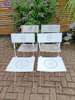 4 Franse metalen vintage bistro stoelen. Opklapbaar., Ophalen, Gebruikt, Metaal
