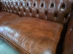 Luxe Chesterfield bank cognac leer + GRATIS BEZORGING, Huis en Inrichting, Banken | Bankstellen, Gebruikt, Ophalen of Verzenden
