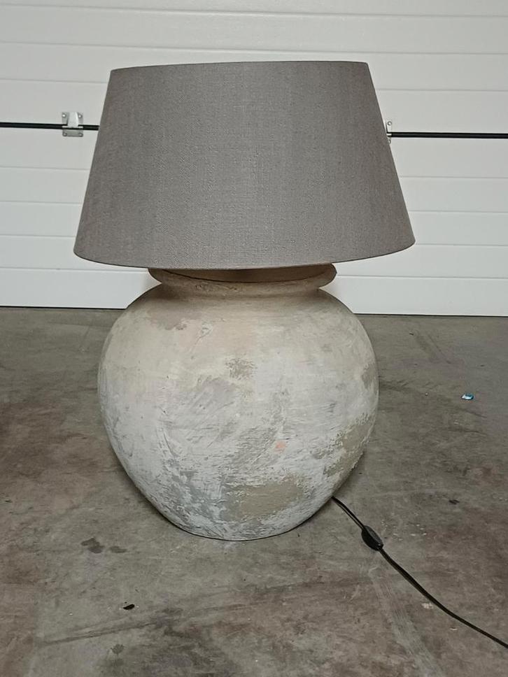 Hoffz Kruiklamp met grijze kap, Huis en Inrichting, Lampen | Tafellampen, Gebruikt, Minder dan 50 cm, Stof, Overige materialen