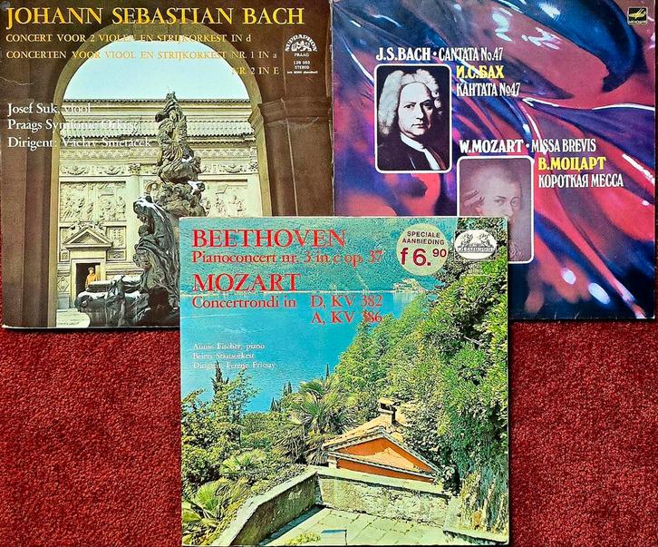 Bach, Beethoven, Mozart - 3 LP's Klassiek, Cd's en Dvd's, Vinyl | Klassiek, Gebruikt, Classicisme, Overige typen, 12 inch, Ophalen of Verzenden