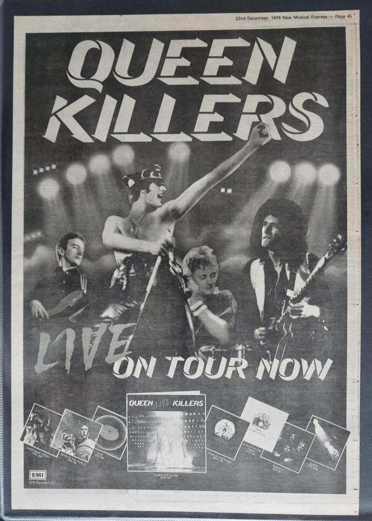 Queen - Live Killers (UK 1979) advertentie, Verzamelen, Muziek, Artiesten en Beroemdheden, Zo goed als nieuw, Overige typen, Ophalen of Verzenden