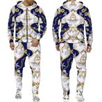 Heren barok joggingpak 9 blauw wit goud luxe trainingspak, Verzenden, Nieuw, Algemeen