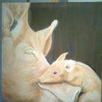 Handgeschilderd acryl schilderij  50x50  moedervarken ,big, Antiek en Kunst, Kunst | Schilderijen | Modern, Ophalen of Verzenden