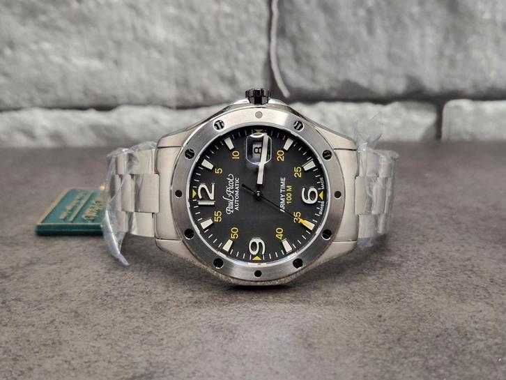 Paul Picot Army Time Flyingstar 41mm aut., nieuw! Extra band, Sieraden, Tassen en Uiterlijk, Horloges | Heren, Nieuw, Polshorloge