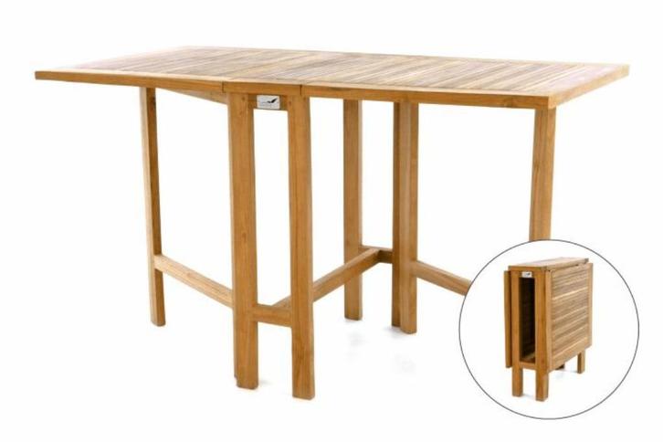 Teak Houten Balkontafel Tuintafel Klaptafel. 130x65cm Nieuw!, Tuin en Terras, Tuinsets en Loungesets, Nieuw, Teakhout, Ophalen of Verzenden