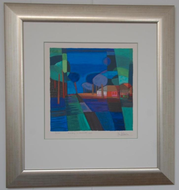 Ton Schulten zeefdruk, Boerderij in zonlicht., Antiek en Kunst, Kunst | Litho's en Zeefdrukken, Ophalen