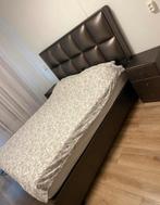 Bruin tweepersoons boxspring bed 160x200 (zonder matras), Huis en Inrichting, Slaapkamer | Boxsprings, Ophalen, Gebruikt, 200 cm