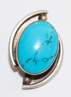 Antieke zilveren oorbellen, turquoise edelsteen, zilver 925, Antiek en Kunst, Antiek | Goud en Zilver, Verzenden, Zilver