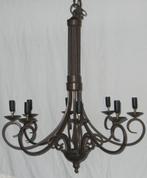 Mooie grote 8-armige bruine metalen kroonluchter / hanglamp, Ophalen, Gebruikt, Metaal, Modern