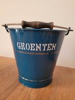 Emaille blauwe  emmer met bies., Ophalen of Verzenden