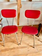 Twee rode Soudexvinyl retro buisframe stoelen, Ophalen of Verzenden, Zo goed als nieuw, Rood