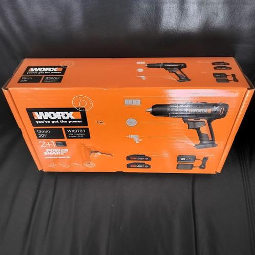 Worx accuboormachine met klopfunctie WX370,1 20V (2 accu’s), Doe-het-zelf en Verbouw, Gereedschap | Boormachines, Nieuw, Boor- en Schroefmachine