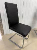 4 Tectake Lederen Stoelen - Zwart, Huis en Inrichting, Stoelen, Gebruikt, Verzenden, Zwart, Leer