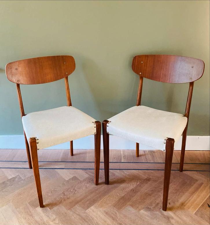 Vintage 60s Eetkamerstoelen Set van 2, Antiek en Kunst, Antiek | Meubels | Stoelen en Banken, Ophalen