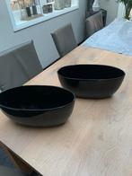 2x Zwarte Hoogglans Bloempotten voor Binnen, Tuin en Terras, Ophalen, Steen, 40 cm of meer, Binnen