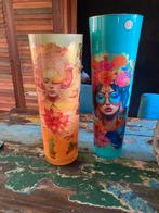 Twee schitterende vazen decoupage…leuk sint of kerst kado, Huis en Inrichting, Ophalen, Overige kleuren, Minder dan 50 cm, Glas