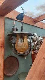 Vintage Hanglamp Geel Glas, Gebruikt, Vintage, Ophalen of Verzenden, Glas