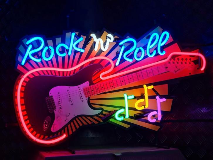 FIFTIES SIXTIES NEONVERLICHTING ROCK'N' ROLL GITAAR, Verzamelen, Automaten | Overige, Nieuw, Ophalen
