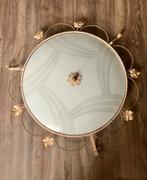 Vintage Plafonnière met Glas, Huis en Inrichting, Lampen | Plafondlampen, Ophalen, Gebruikt, Glas