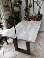 Moderne eettafel grijs hout patroon 180x90x75, Ophalen, Overige materialen, 50 tot 100 cm, Zo goed als nieuw