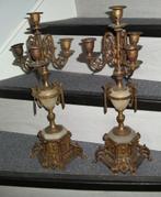 Antieke Pendule Kandelaars  1850 / 1875, Ophalen, Koper of Brons
