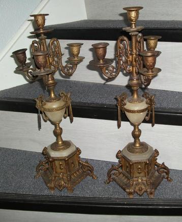 Antieke Pendule Kandelaars  1850 / 1875 beschikbaar voor biedingen