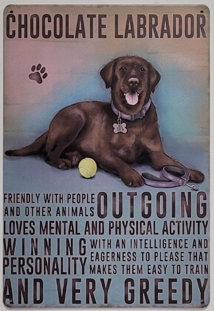 Bruine Labrador hond eigenschappen reclamebord van metaal, Dieren en Toebehoren, Honden-accessoires, Nieuw, Verzenden