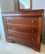 Prachtige kersenhouten ladekast met drie laden en en spiegel, Ophalen, 100 tot 150 cm, Past in ieder interieur, Zo goed als nieuw