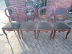 Set van 4 mahonie Biedermeier oorstoelen, groene velours., Ophalen