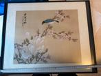Chinees Schilderij met Vogel en Bloemen, Antiek en Kunst, Kunst | Schilderijen | Klassiek, Ophalen of Verzenden