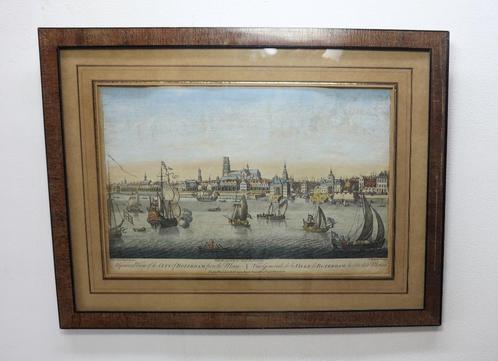 Antieke gravure Rotterdam, 18e eeuw, Antiek en Kunst, Kunst | Etsen en Gravures, Ophalen of Verzenden