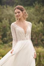 Trouwjurk met lange kanten mouwen maat 38, Ophalen of Verzenden, Zo goed als nieuw, Wit, Trouwjurk