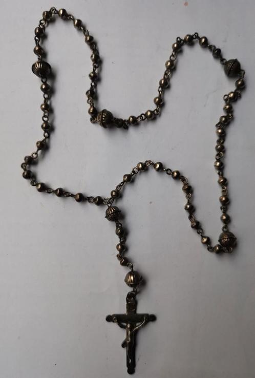Antiek Zilveren zware Rosario, Rozenkrans gemerkt, Antiek en Kunst, Antiek | Religie, Ophalen of Verzenden