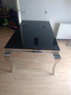 Pronk set tafels en stoelen. Chroom, hard getemperd glas, Huis en Inrichting, Ophalen, 200 cm of meer, 50 tot 100 cm, Rechthoekig