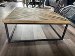 Salontafel hout, stalen onderstel, Huis en Inrichting, Ophalen, Gebruikt, 50 tot 100 cm, 50 tot 100 cm