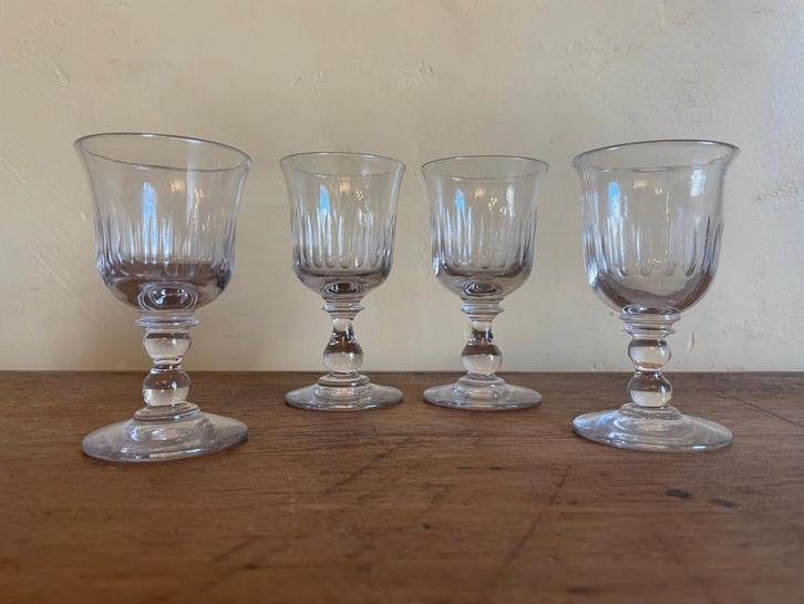 4 x 19e eeuws Borrelglaasjes Glazen likeur borrel antiek Fr, Antiek en Kunst, Antiek | Glas en Kristal, Ophalen of Verzenden