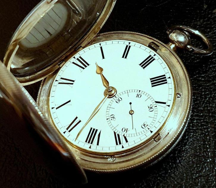 Zakhorloge (Massey II) hunter enkele kast zilver B'ham 1824, Sieraden, Tassen en Uiterlijk, Antieke sieraden, Overige typen, Zilver
