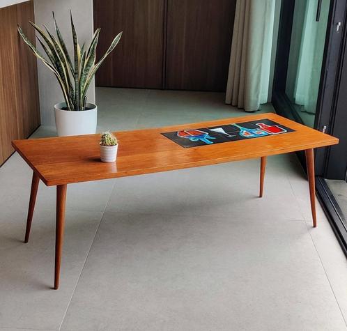 Prachtige XL vintage teakhouten salontafel, Huis en Inrichting, Tafels | Salontafels, Zo goed als nieuw, Minder dan 50 cm, 50 tot 100 cm