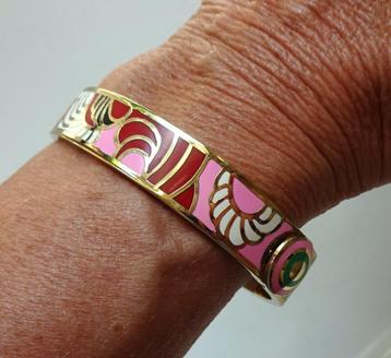 Vintage Art Deco stijl bangle armband: verguld, roze / rood beschikbaar voor biedingen
