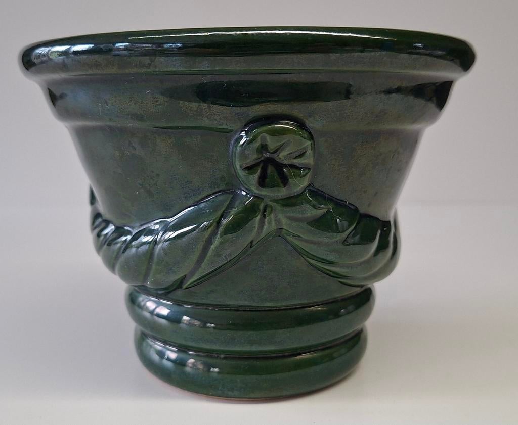 Italiaanse vintage bloempot., Tuin en Terras, Bloempotten, Rond, Ophalen of Verzenden, Aardewerk, Minder dan 40 cm