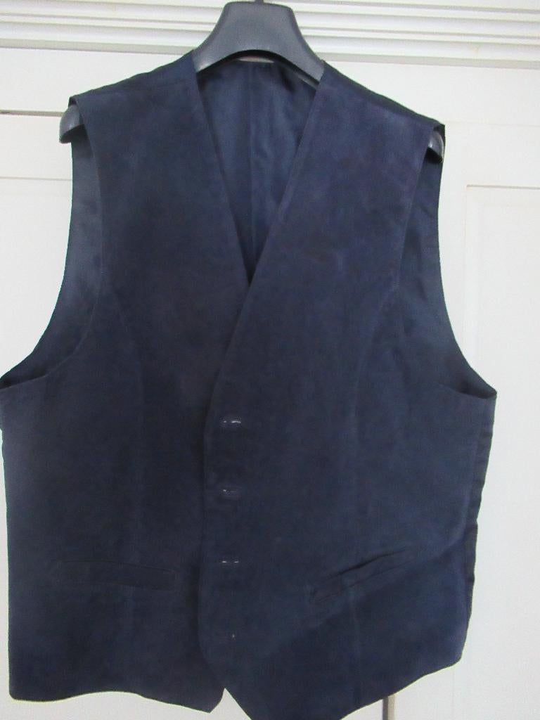 Hip giletje, blauw echt leer, maat L: e5, Kleding | Heren, Kostuums en Colberts, Maat 52/54 (L), Onbekend, Blauw, Ophalen of Verzenden